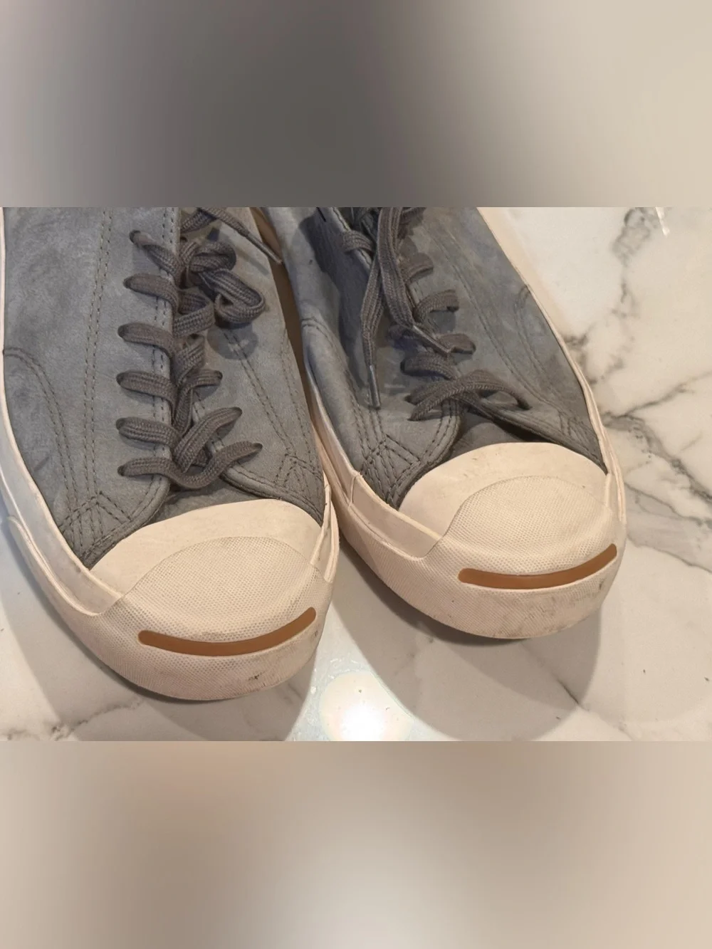 Converse x Jack Purcell Nubuck Tortoise Grey Low Charcoal Sneakers 142686C - Picture 6 of 8